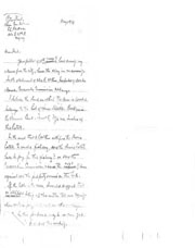 Handwritten correspondence regarding the dam (and fishway) and the Harris Estate. 