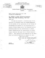 Correspondence regarding water supply application No. 638 for Village of Ticonderoga.