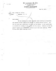 Correspondence regarding catalog and prices.