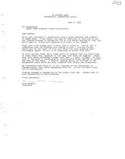 Correspondence regarding general lake affairs and the Route 74 hearing.