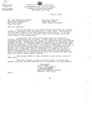 Correspondence from Dept. of Conservation regarding survey of smallmouth bass and whitefish in Eagle Lake. 