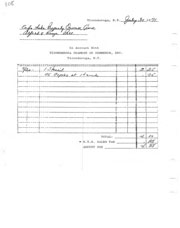 Receipt from the Ticonderoga Chamber of Commerce for 1 Stencil and 75 Copies.