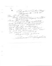 Correspondence regarding inability to attend annual meeting.