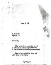 Correspondence regarding lake visit.