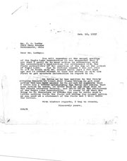 Correspondence regarding annual meeting and dam.