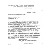 Correspondence to Ticonderoga Village Attorney regarding water supply application and Rock Pond drinking water suitability.