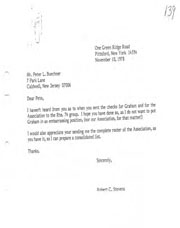 Correspondence regarding Route 74 Association and dues.